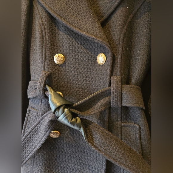 D&G Black Belted Coat with Satin/Velvet Trim Detail Size 40 - Picture 3 of 13